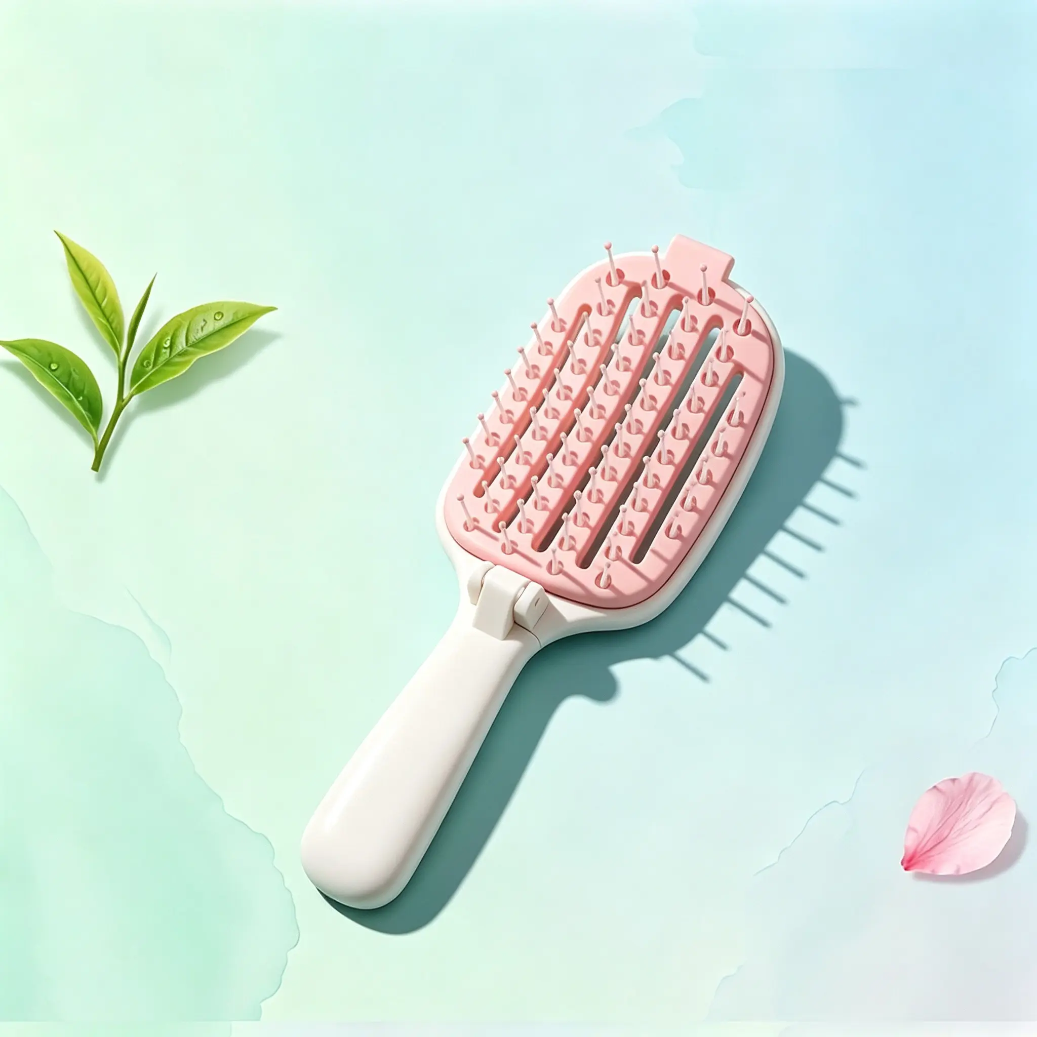 Folding pork rib comb, automatic cleaning, high cranial top, fluffy long hair comb, hair massage, portable styling comb
