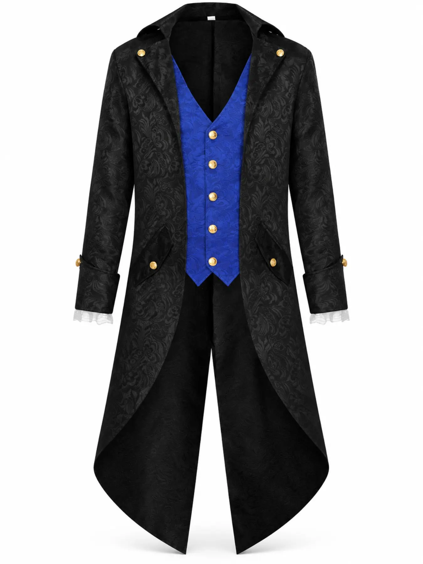 European and American Men's Medieval Retro Clothing, Mid-Length Punk Vintage Tailcoat, Unisex Shirt Style, No Lining Design