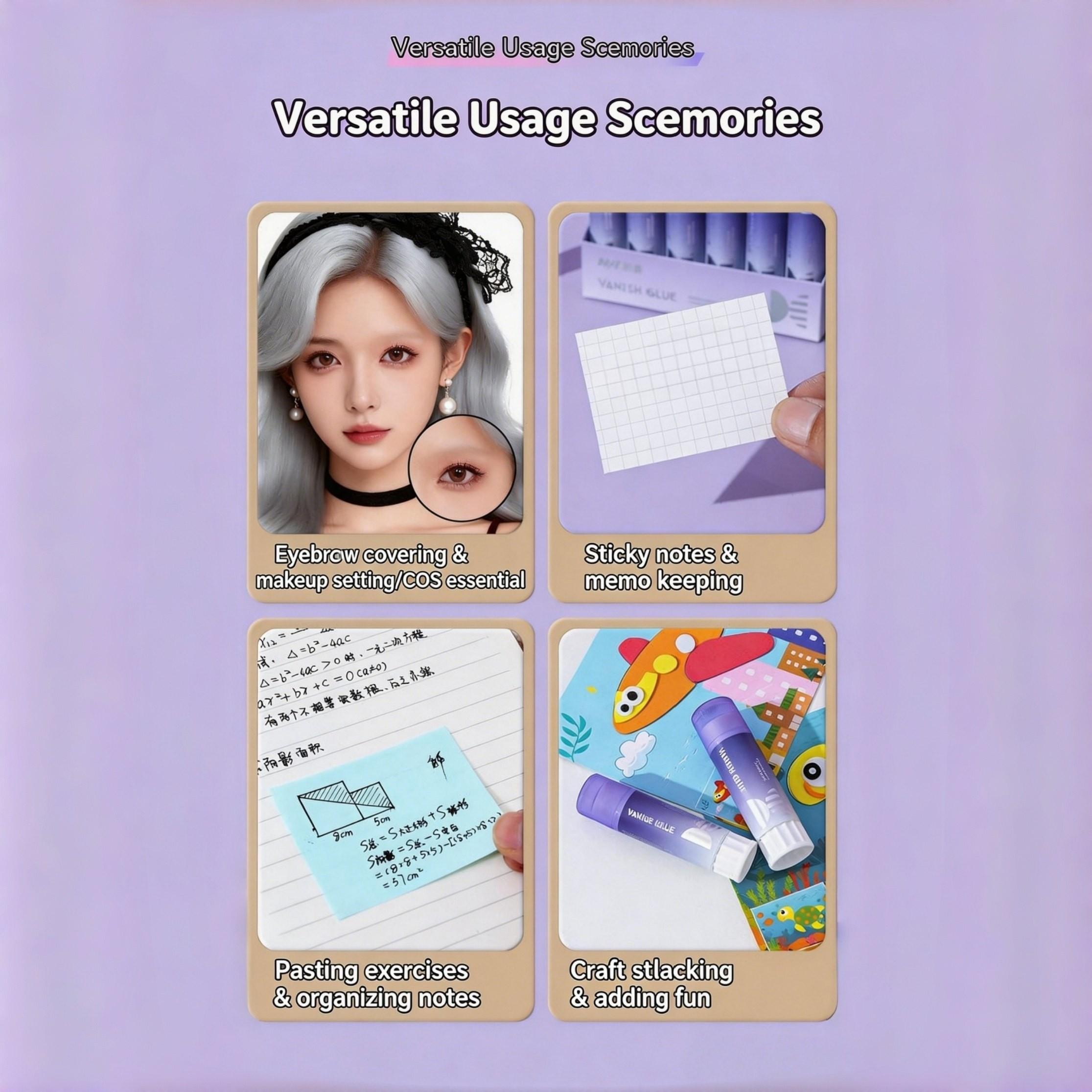 Color-Changing Pvp Glue Stick, High Adhesive Craft Glue, Ideal for Stationery, Back-To-School, Handmade Sticking, DIY Projects