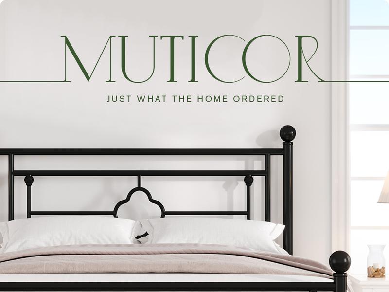 MUTICOR 14in Metal Platform Bed Frame,Vintage Iron-Art Headboard【Frame Only No Mattress】Metal Slats Support Bed Base for Storage,No Box Spring Needed,Full/King/Queen Size Bed Frame#TikTokShopBlackFriday #ChristmasGifts