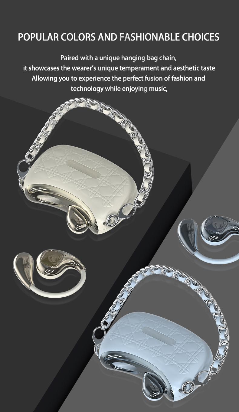 HYUNDAI YX46 Fashionable Open Wear Stereo Earphones Handbag Style Light Luxury Design, Comfortable Fit, Bluetooth 5.4, HIFI Sound, Sport & Travel Ready Perfect Gift for Girlfriend