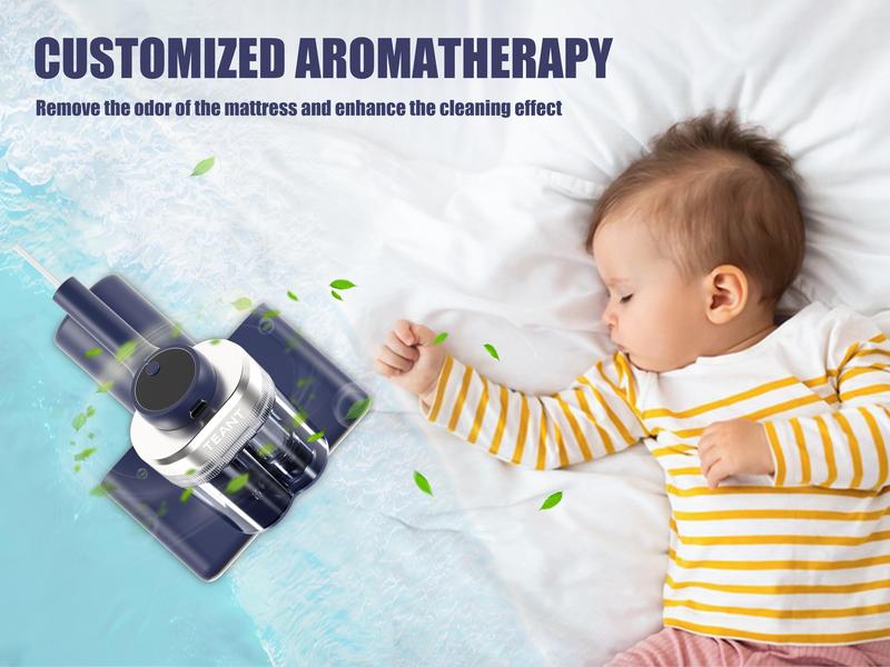 Teant Mattress Vacuum Cleaner for Dust Mites Removal, Bed Vacuum with UV-C Light & 149°F Hot Air & Aroma Tablet & LED Display, 16Kpa Powerful Suction Double-Cup Handheld Vacuum Cleaner With HEPA Filter for Bed, Couch, Sofa, Carpet