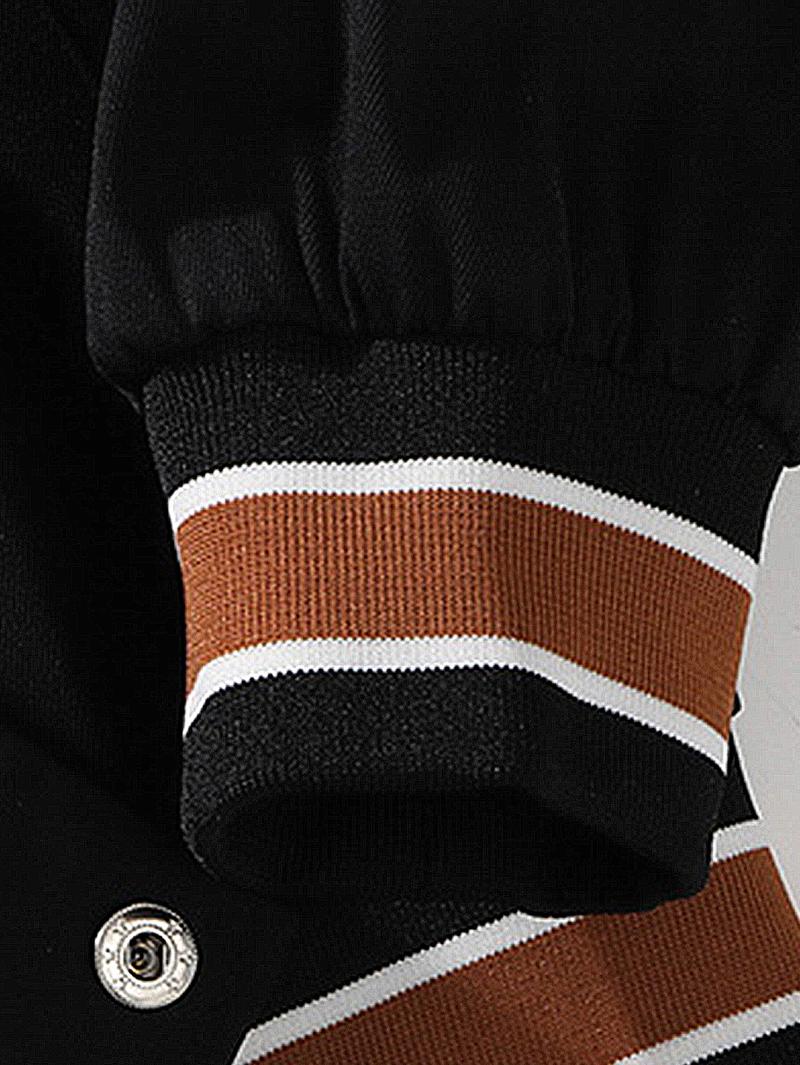 Men's Jacket Spring Autumn Winter Casual Trendy Couple Style Loose Fake Two-Piece Hooded Coat varsity Black Long Sleeve