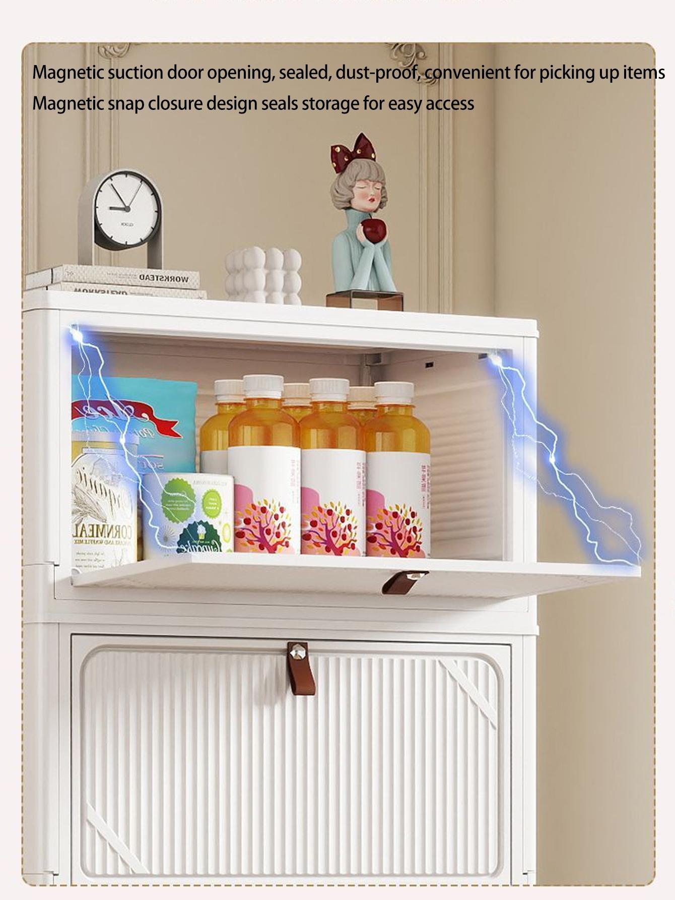 Foldable Plastic Storage Cabinet, Multi-Layer Table Under Desk Organizer, Home Living Room Toy Snack Rack, No Installation Required