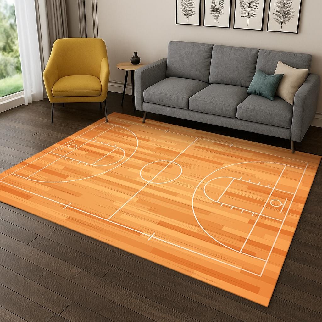 Basketball Court Flannel Area Rug - Realistic Sports Court Print Soft Mat for Living Room, Non-Slip Basketball Lover Home Decor#BasketballCourtRug #SportsCourtMat #BasketballLoverDecor #GameRoomCarpet #NonSlipFlannelRug