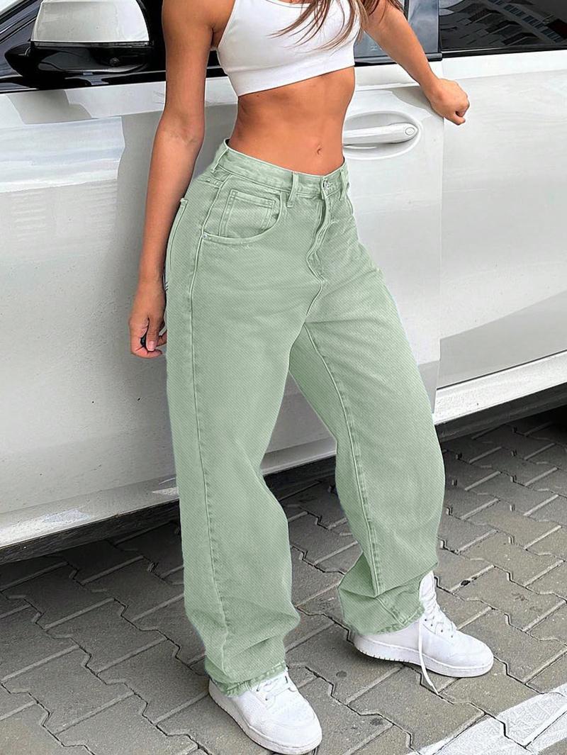 NVFelix Women's High Waisted Baggy Jeans H-Line Cut , Retro Style Loose Denim Pants for Daily Wear
