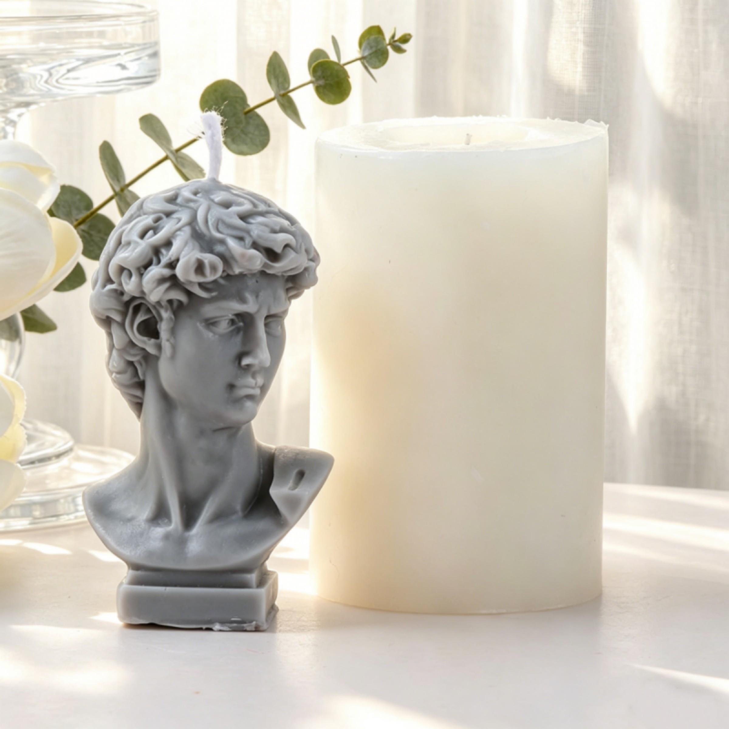 Nordic Style David Statue Candle Silicone Mold 3D Blindfolded Girl Candle Mold Half-length Figure Soap Mould European Gypsum Sculpture Mold Art Living Room Decor