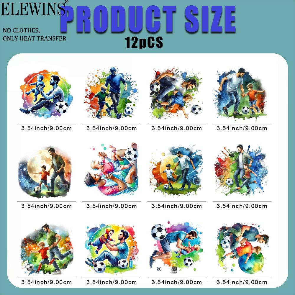 12 Sheets Football Father's Day Heat Transfer Vinyl HTV Gold Foil DTF for Tshirt Hoodie Jeans Backpack Pillow Machine Washable Iron on Transfer for Men Women