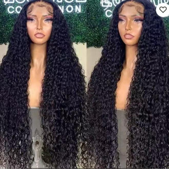 13x6 Deep Wave Lace Front Wig Human Hair Pre Plucked Brazilian Virgin Hair Glueless 30 Inch Long Curly Wig for Women Black