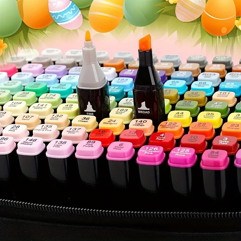 48-color marker pen set, dual-tip mixed art markers, suitable for painting, sketching, coloring, artist pens and marking lines, professional permanent sketch markers for professional artistic use