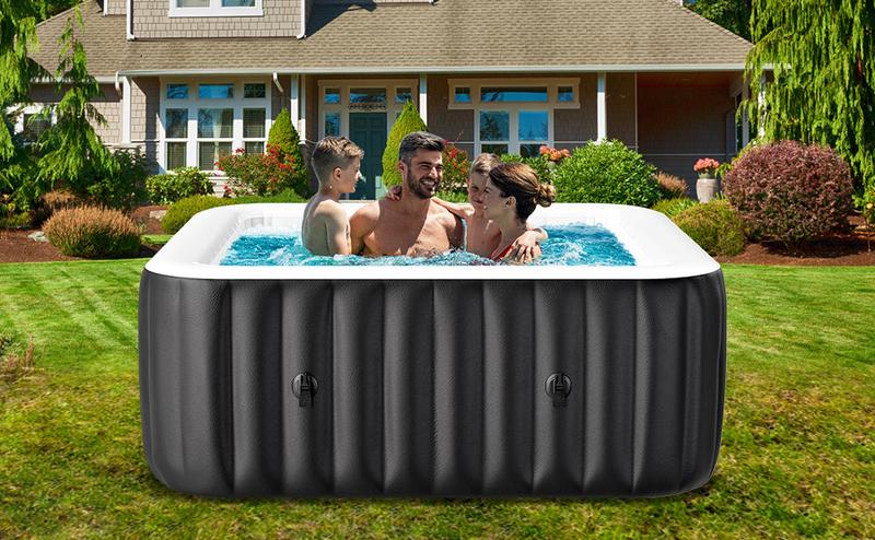 Lilypelle Large Bubble Massage Spa, Inflatable Hot Tub with130 Air Jets, PVC Cover, Pad and Pump, Durable Thick Materia, 5-6 Person Capacity, 73"x73"x25"