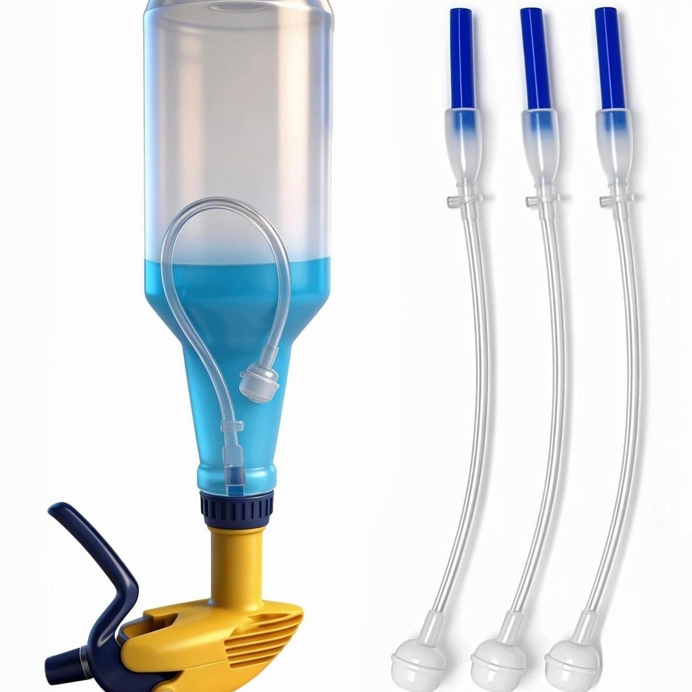 3 PCS Universal Fit 360° Spray Bottle Adapter, Includes Spray Bottle + Nozzle, Weighted Tube Replacement for Sprayers, Upside Down Multi-Angle Sprayer Attachment