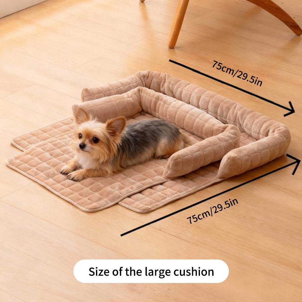 Plush Pet Bed, Cat & Dog Love Sofa Cushion, Soft Dog Nest, Large Space Anti-Slip Sleep Pad, Cozy Pet Lounger, Fluffy Cloud Bed