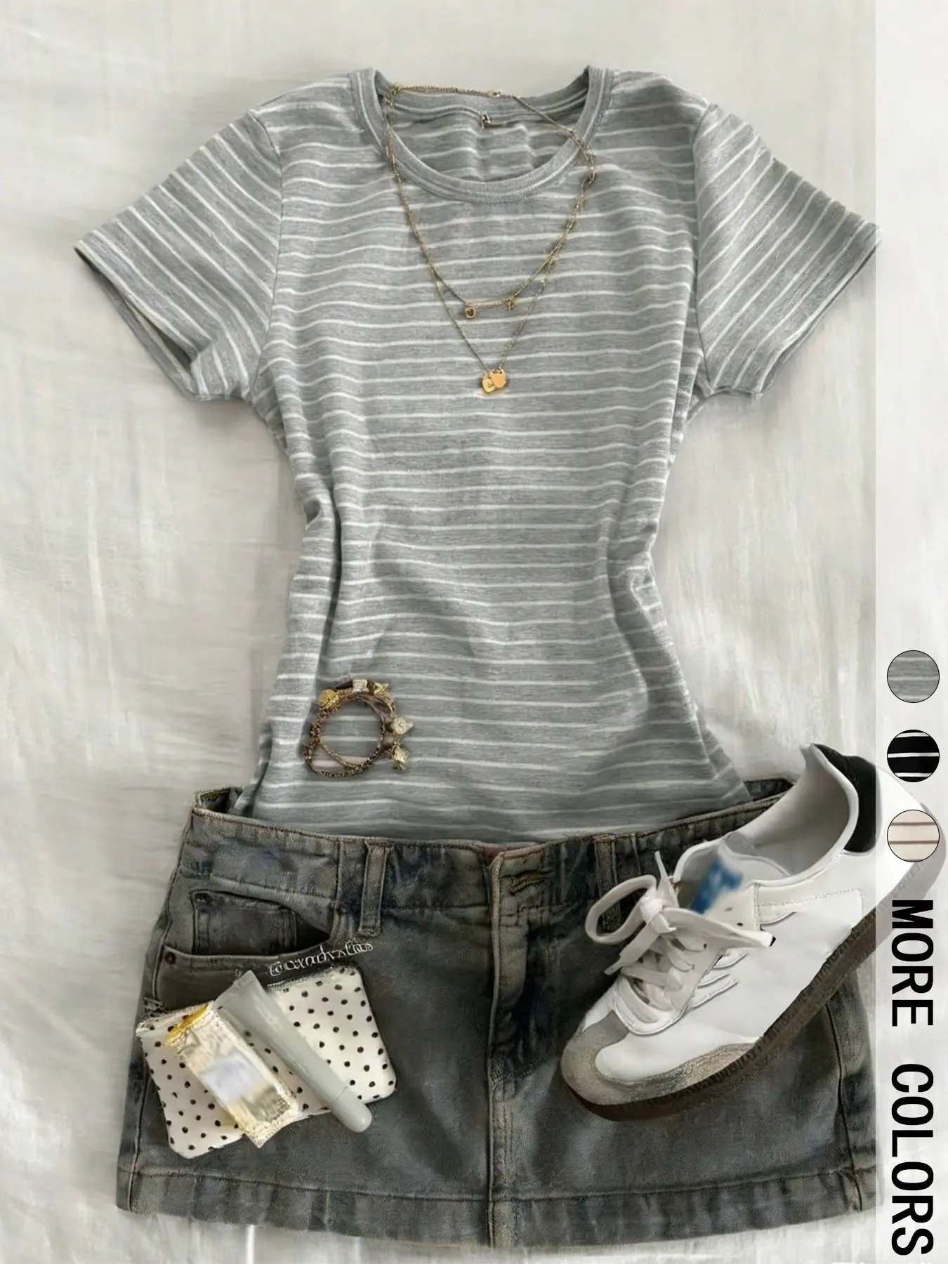 Women's Casual Striped Round Neck Short Sleeve Top, Slim Fit Basic Tee, Versatile Daily Wear, Comfortable Summer Shirt