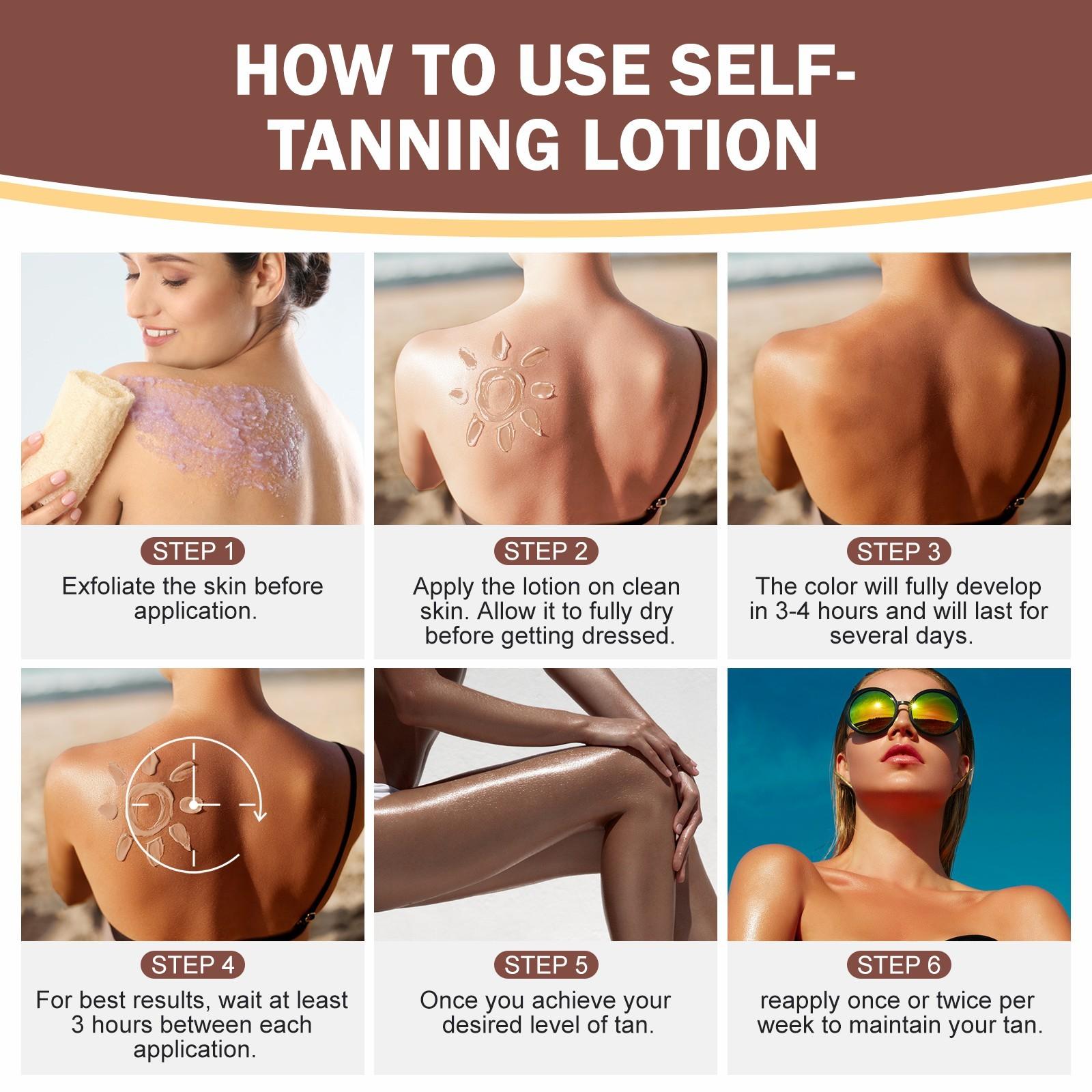 ELAIMEI Self-Tanning Lotion, 125 ml large size, provides quick tanning results and a long-lasting, even, sun-kissed glow that radiates vitality and confidence, making it easy to achieve a beautiful tan.