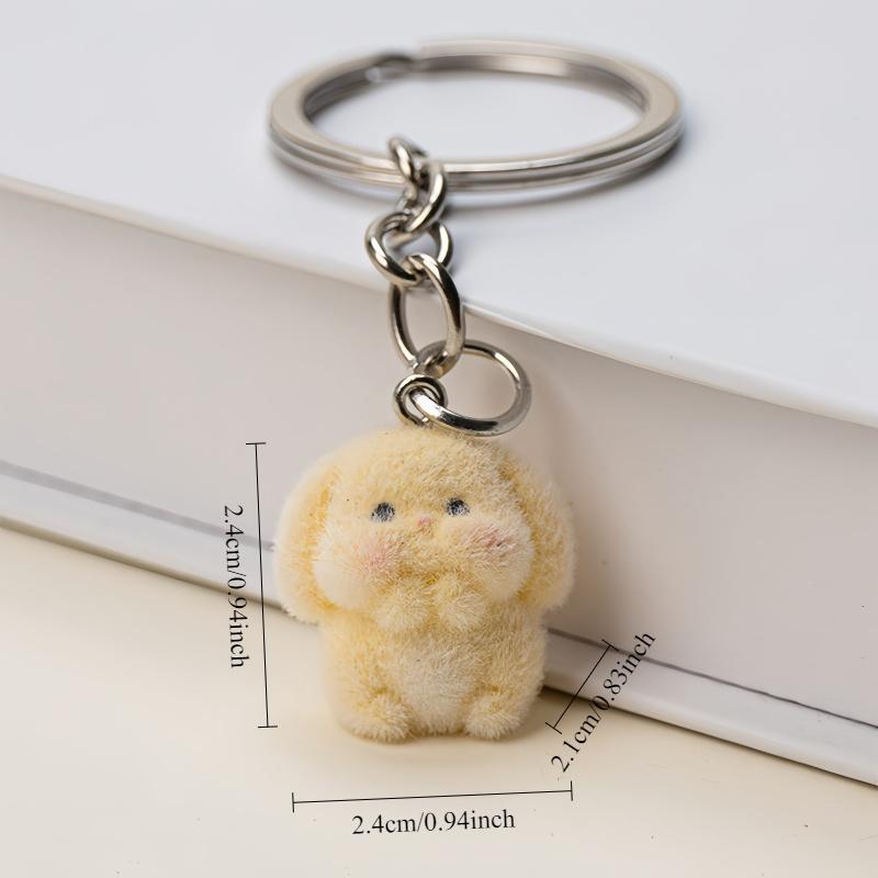 1/20pcs Cute Cartoon Three-Dimensional Rabbit Keychain Pendant Flocking Car Key Chain Pendant Bag Pendant Surprise Gift Keychain for bags Trendy Cute Keychain