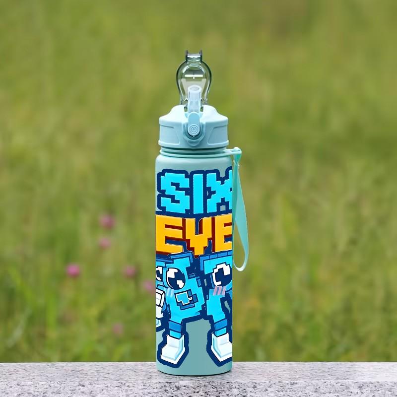 1pc Sixseven 26-Ounce Outdoor Water Bottle, 67 Printed Design Plastic Sports Drinking Bottle, Featuring a One-Touch Opening, Made of Plastic, Adorned with Cartoon Characters, Ideal for Travel, a Present for Her
