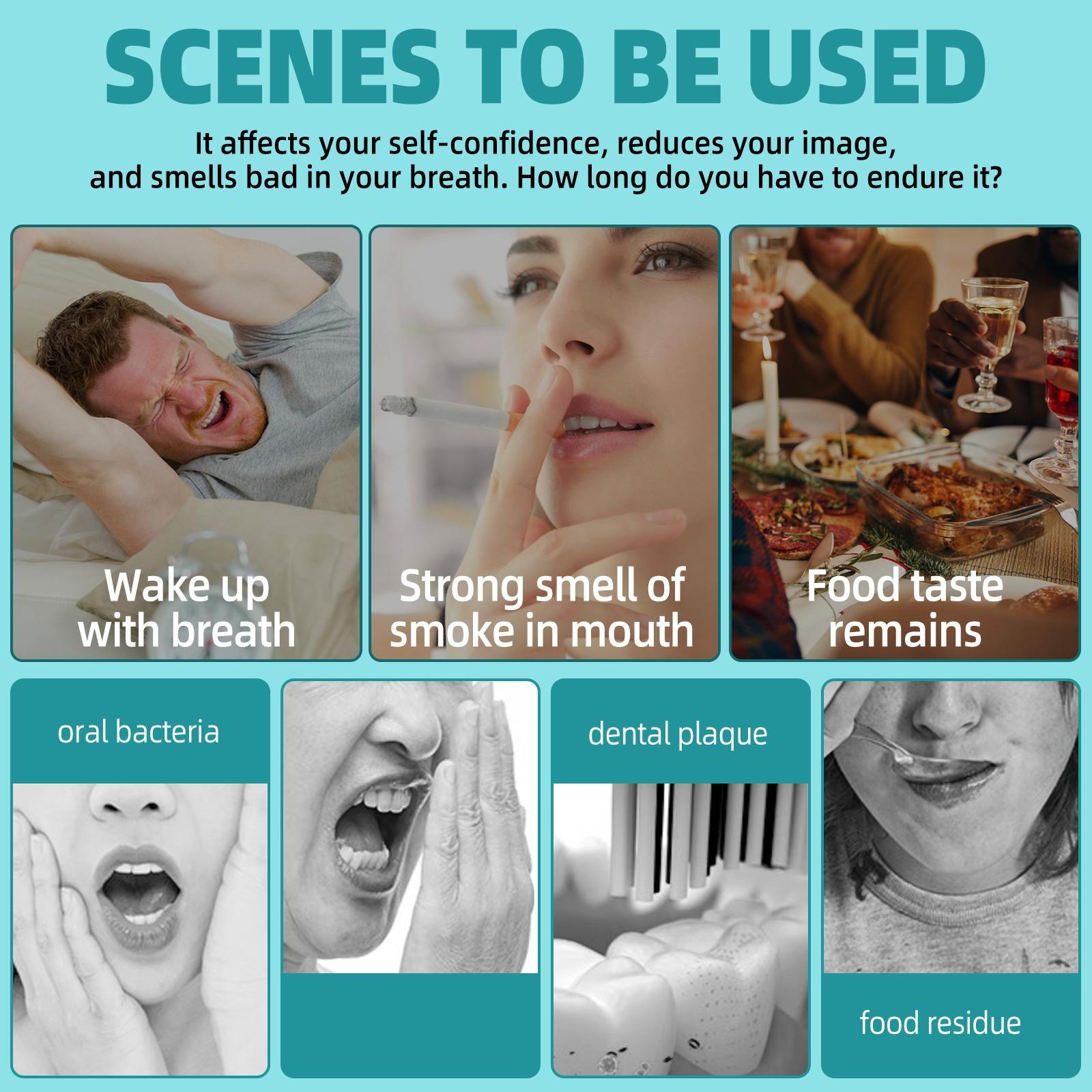 ALIVER 3-Piece Coconut Oil & Mint Mouthwash Set, including 237ml of Coconut Oil & Mint Mouthwash + 1 tongue scraper + 1 measuring cup. With a refreshing coconut oil and mint scent, it freshens breath, eliminates bad breath, and cleans teeth.