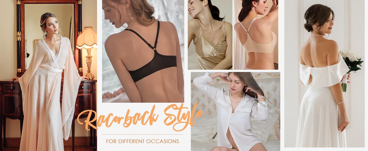 Deangelmon Women’s Magnetic Front Closure Wirefree Bra, Easy On & Off, Light Support, Deep V-Neck Racerback, Stretchy Comfy Bralette