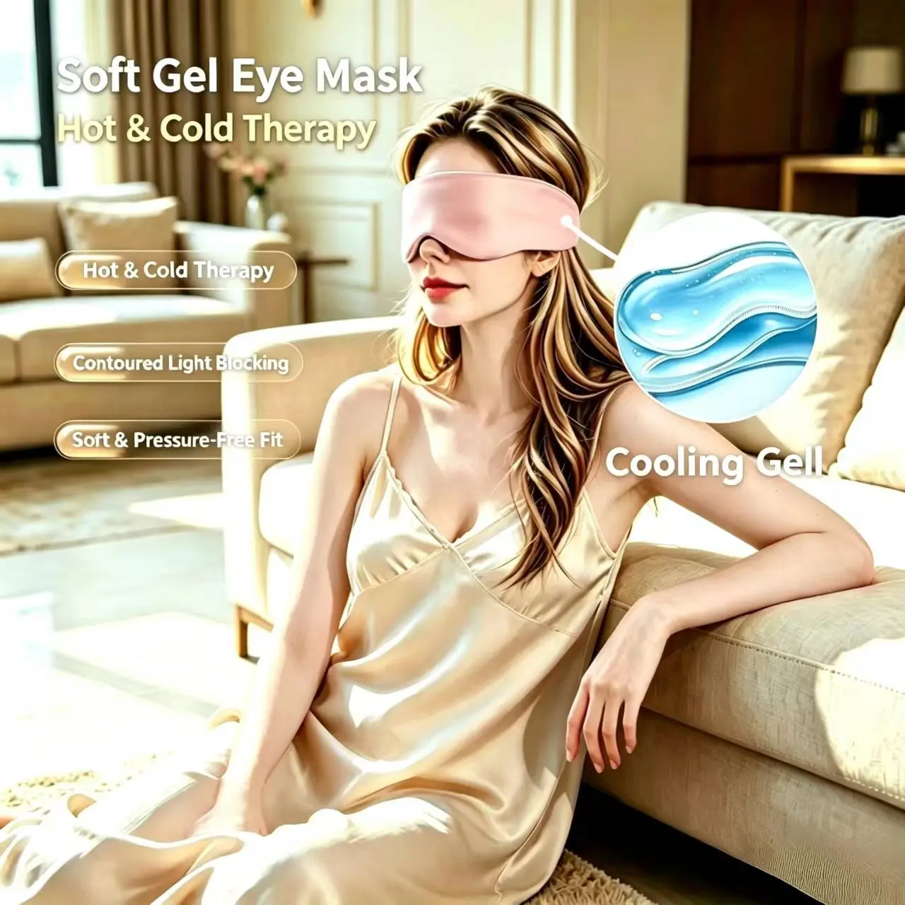 Comfortable Sleep Eye Mask, Cold Gel Eye Patch for Relief From Eye Fatigue and Dryness, Reusable Heat/cold Therapy Eye Cover