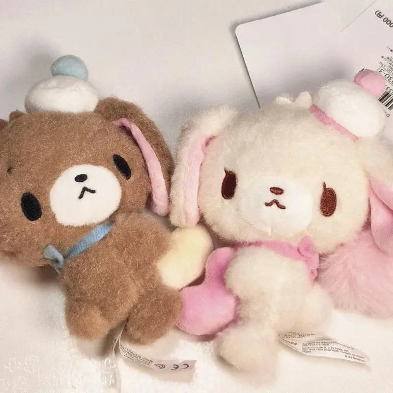 Anime Sugarbunnies Mascot Plush Keychain Shirousa Kurousa with Heart Keychain Chain Keyring Keyholder Bag Pendant Toy Doll Gift