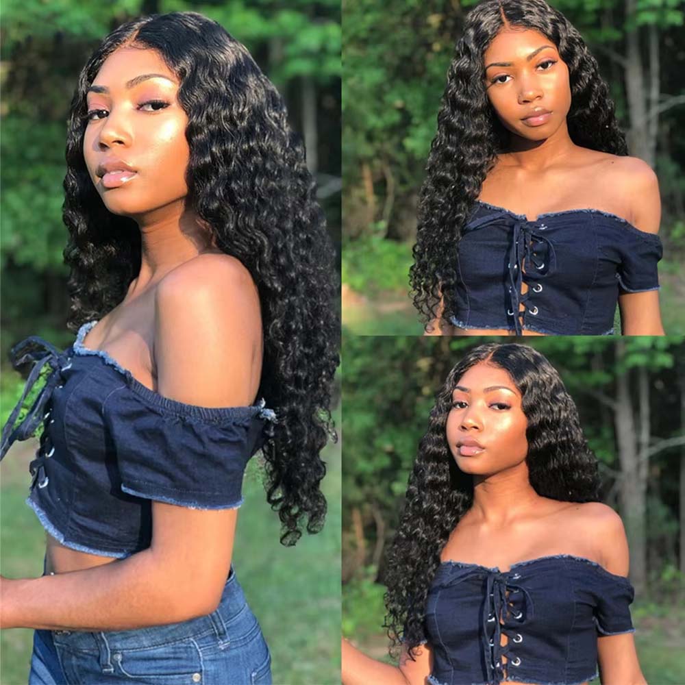 Deep Wave Hair Bundles Deep Curly Hair 1/3/4 Bundles On Sale Brazilian Human Hair Bundles Natural Black Hair Weave Extensions