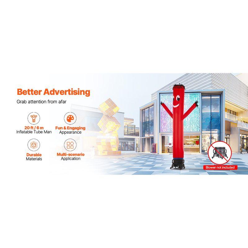VEVOR Inflatable Tube Man Attachment, 20-Feet Tall, Wacky Wavy Wind Flying Dancing Tube Guy, Arm Flailing Sky Air Puppet, 18'' for Outdoor Advertising Business Store (Blower Not Included)