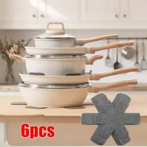 6 Piece Non-Stick Pot Protectors, Non-Woven Polyester Pot Protection Mats, High Temperature Resistant 500°f/260°c, Scratch-Resistant Separators