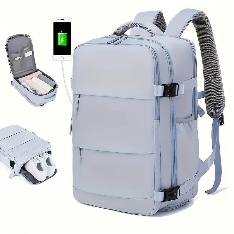 Large Capacity Waterproof Multilayer Travel Backpack with Shoe Storage, Casual Vintage Design for Daily Travel Use