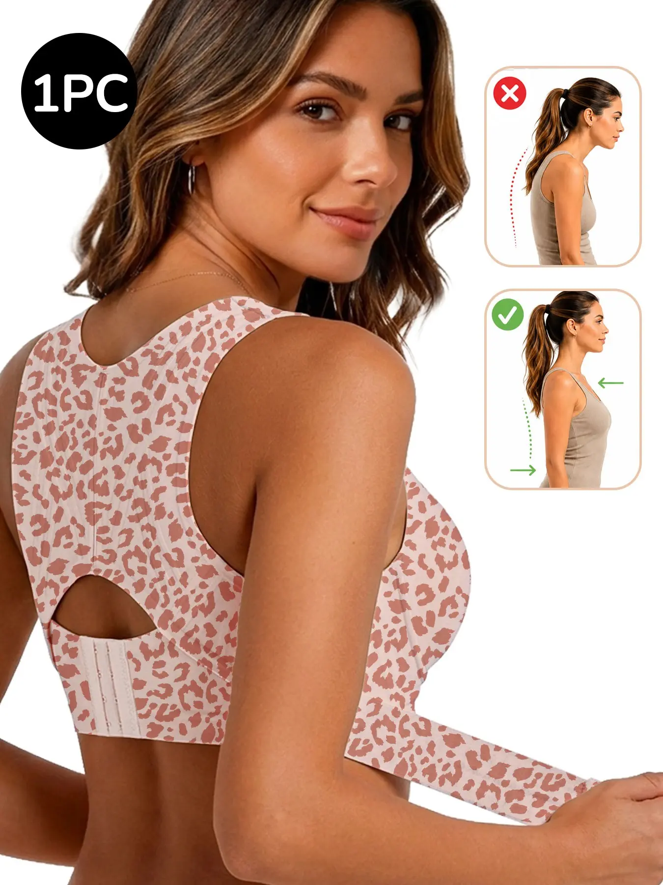 【Black Friday】Women’s Smooth Seamless Wireless Posture Support Bra, X-Back Support, Wide Straps & Front Closure, Soft Comfort Bra for Everyday Wear