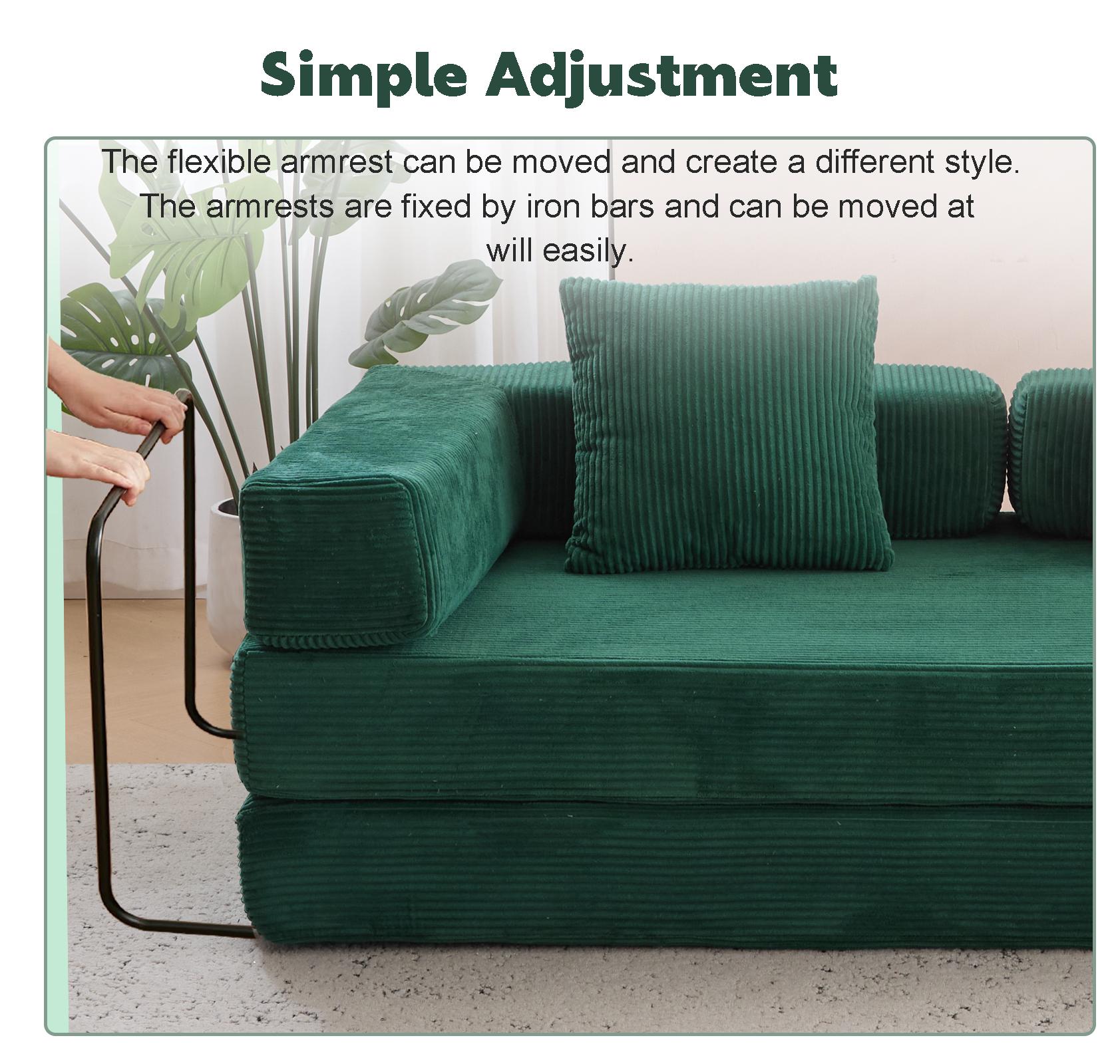 QAK 73.62"New Multiple Covers Available Cloud Floor Sofa Bed High-Quality Convertible Comfy Corduroy Fabric, Premium Sponge Padding, Multi-Functional Floor Sofa & Mattress for Living Room Upholstered Soft Couch,Multiple Colors of Sofa Covers Available