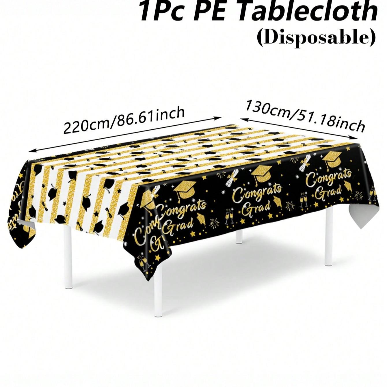 1PC  Graduation Ceremony Disposable PE Tablecloth, Congratulations Graduation Party Tablecloth,  Graduation Party Supplies, Graduation Party Decor, Graduation Celebration Decor, Graduation Gift, Graduation Season Tablecloth, Home Decor
