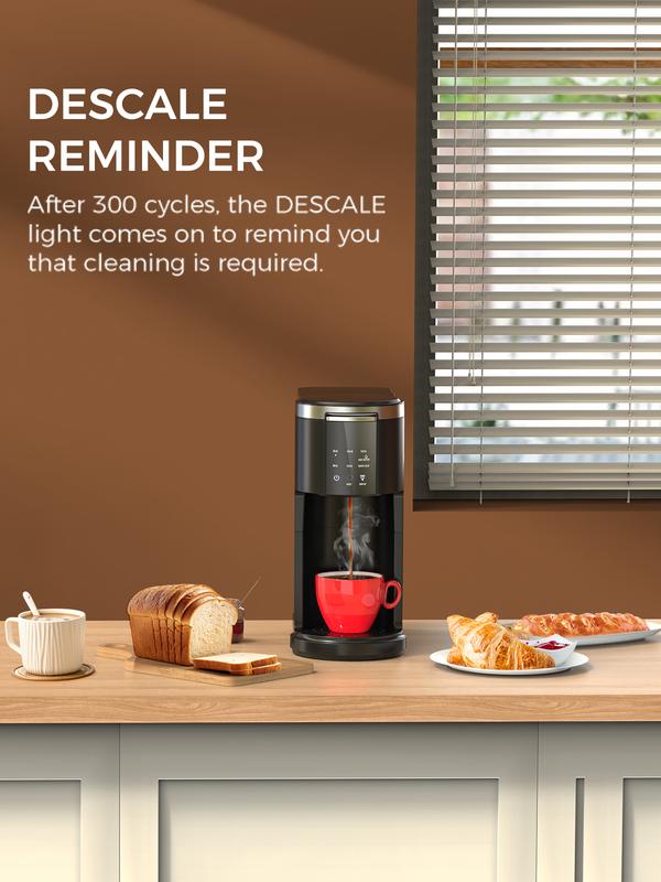 COWSAR Single Serve Coffee Maker, Coffee Brewer for K-Cups Pods and Ground Coffee, Capsule Coffee Machine with 40oz Water Tank, 5 Brew Sizes Up To 14cz, Black