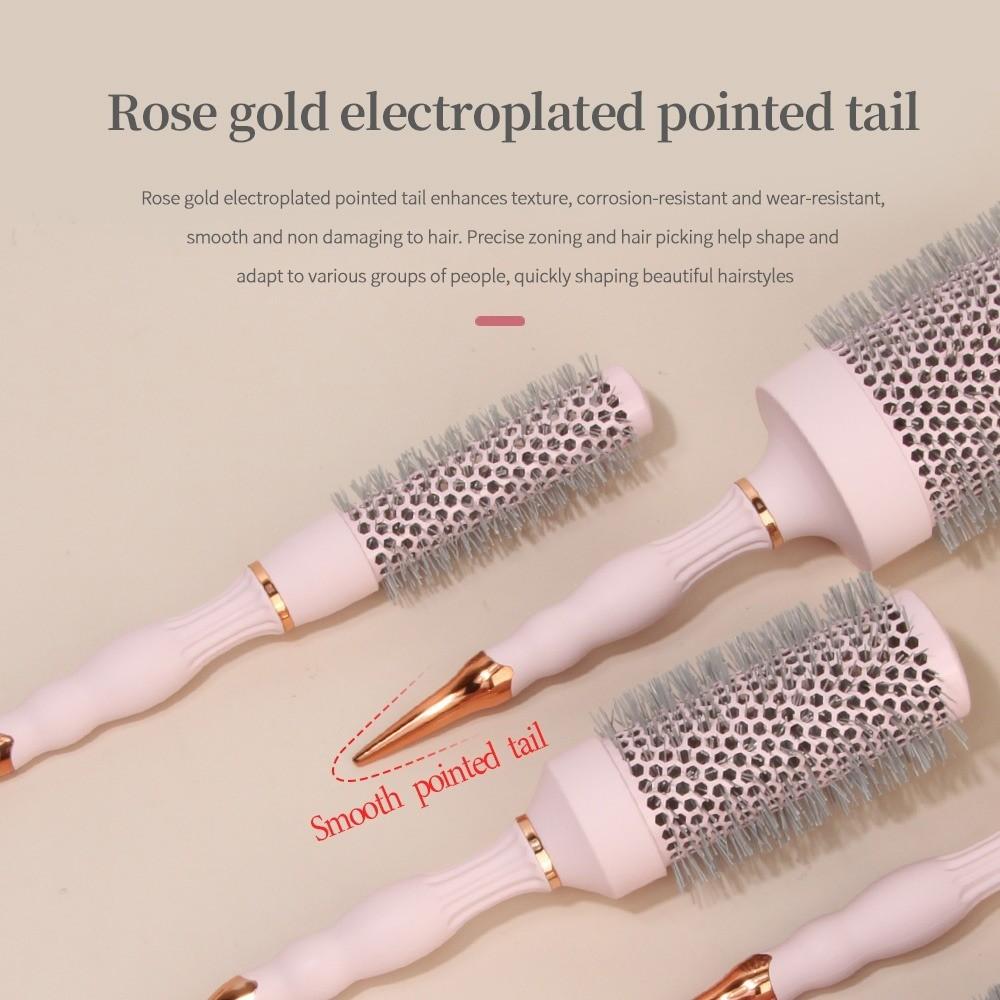 Volume Round Hair Brush Pink Ceramic-Coated  Barrel Vented Round Brush for Blow Drying Heat Resistant Anti-Static Textured Handle for Styling All Hair Types
