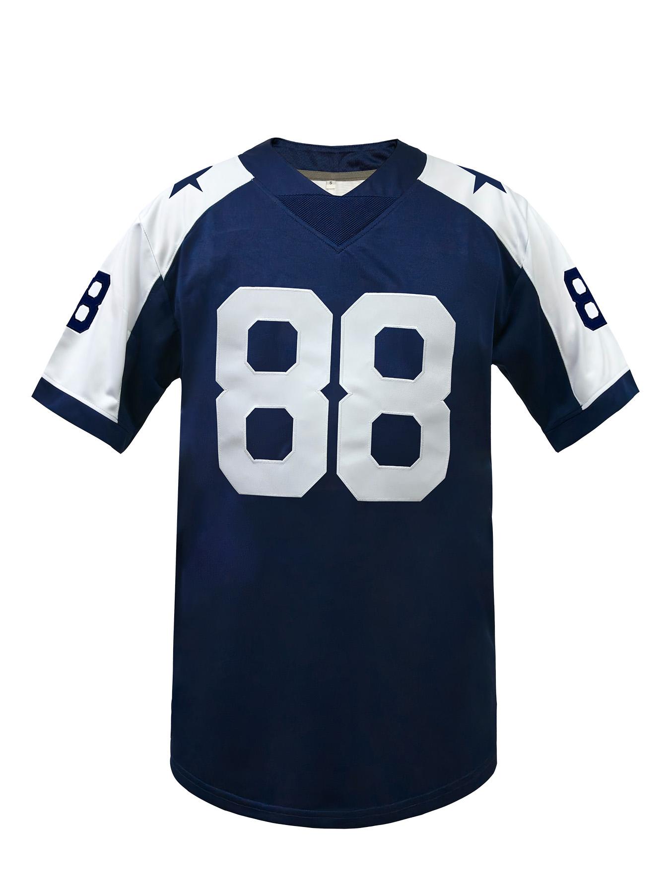 Embroidered Men's American Football Jersey Short Sleeve, Lightweight Jersey, Sweat Absorbing Rugby Jersey, Breathable T-Shirt Comfortable Sportswear