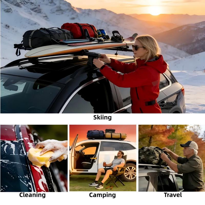 Foldable Suv Roof Step Board with Angle Adjustment, Main Lock Hook, Anti-Damage Pad, Suitable for Cars, Trucks, Vans, Glass Breaker