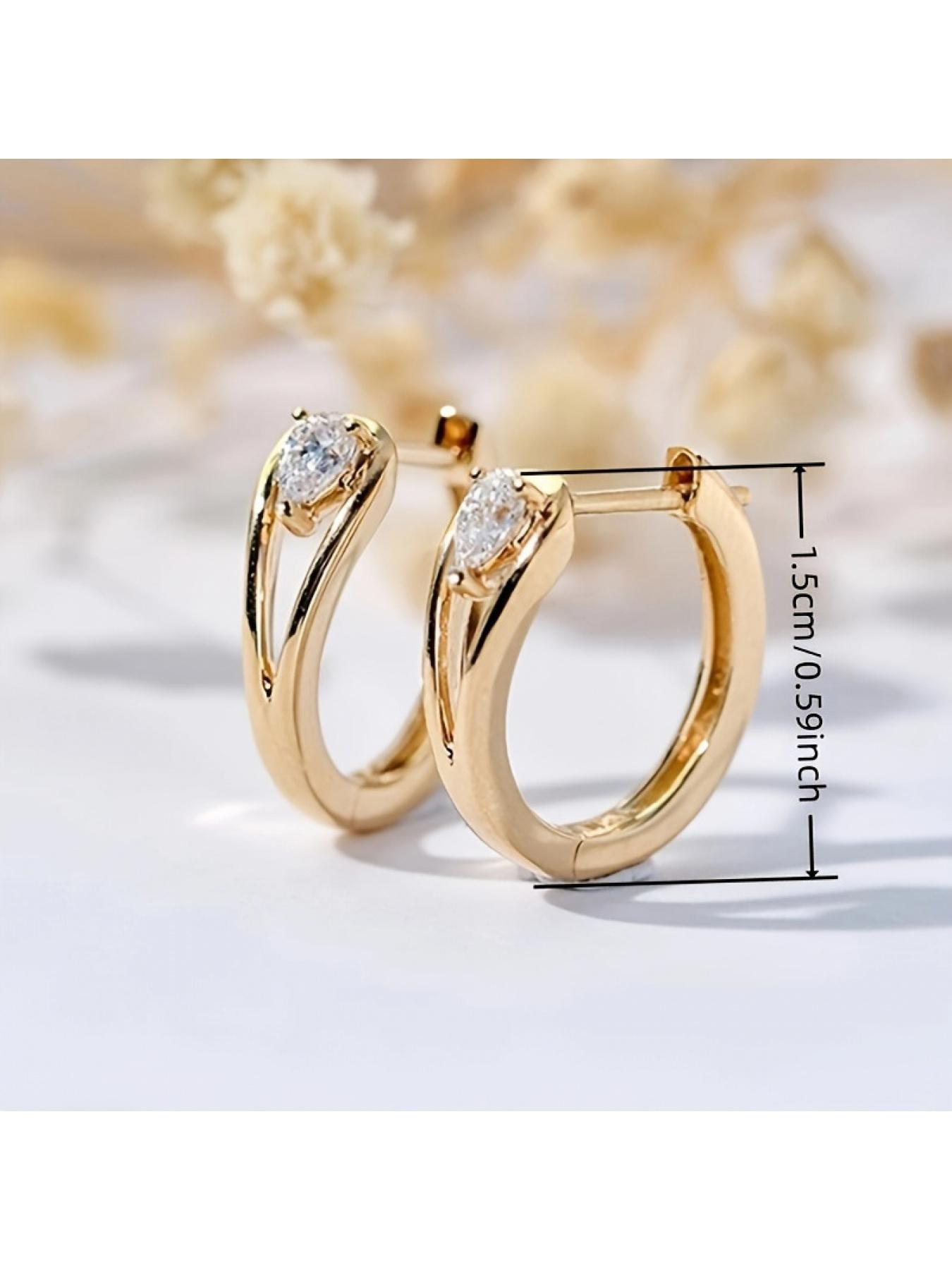 Water Drop Zircon Earrings for Women Fashion Daily Crystal Stud Earrings Wedding Party Office Suit Accessories Trendy Gift