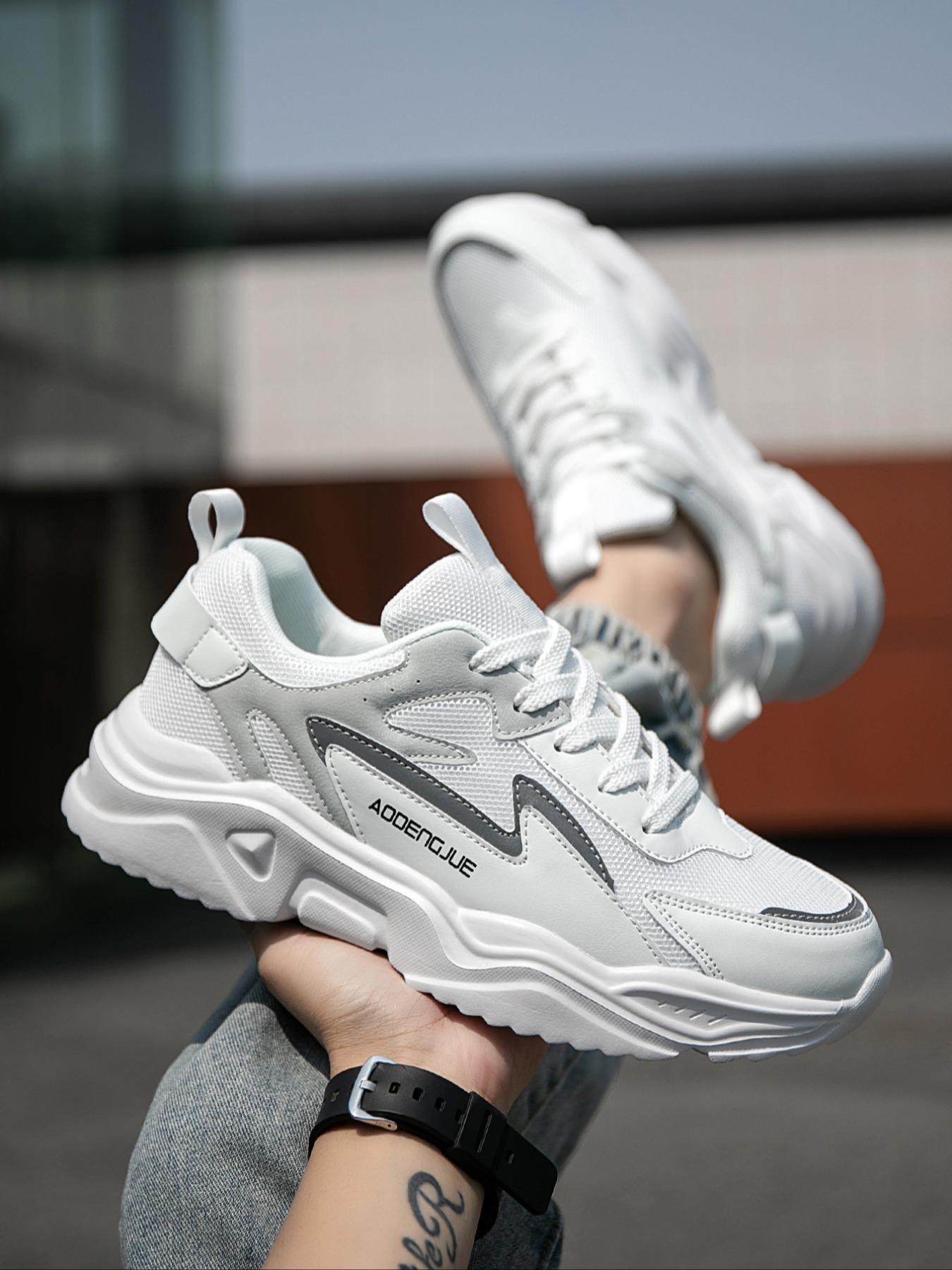 Men's Fashionable Patchwork Lace Up Low Top Sneakers, Casual Comfortable Sports Running Shoes, Trendy All-match Sneakers for Daily Wear