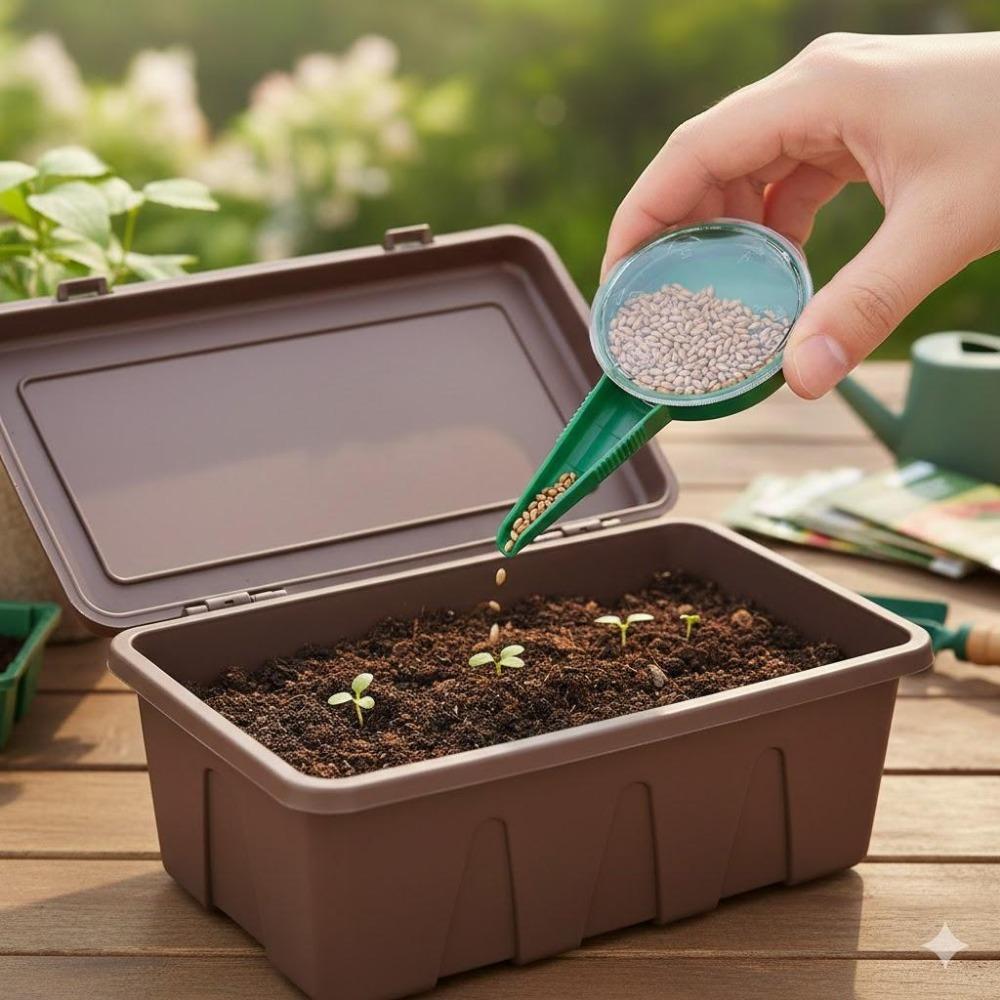 Multi-Setting Hand Seeder for Vegetables, Flowers, Grass, Wheat, Corn | Adjustable Seed Rate, 5 Settings | Perfect for Gardening, Greenhouse, Farm, Precision Planting | Durable, Portable, Efficient, Reduces Labor