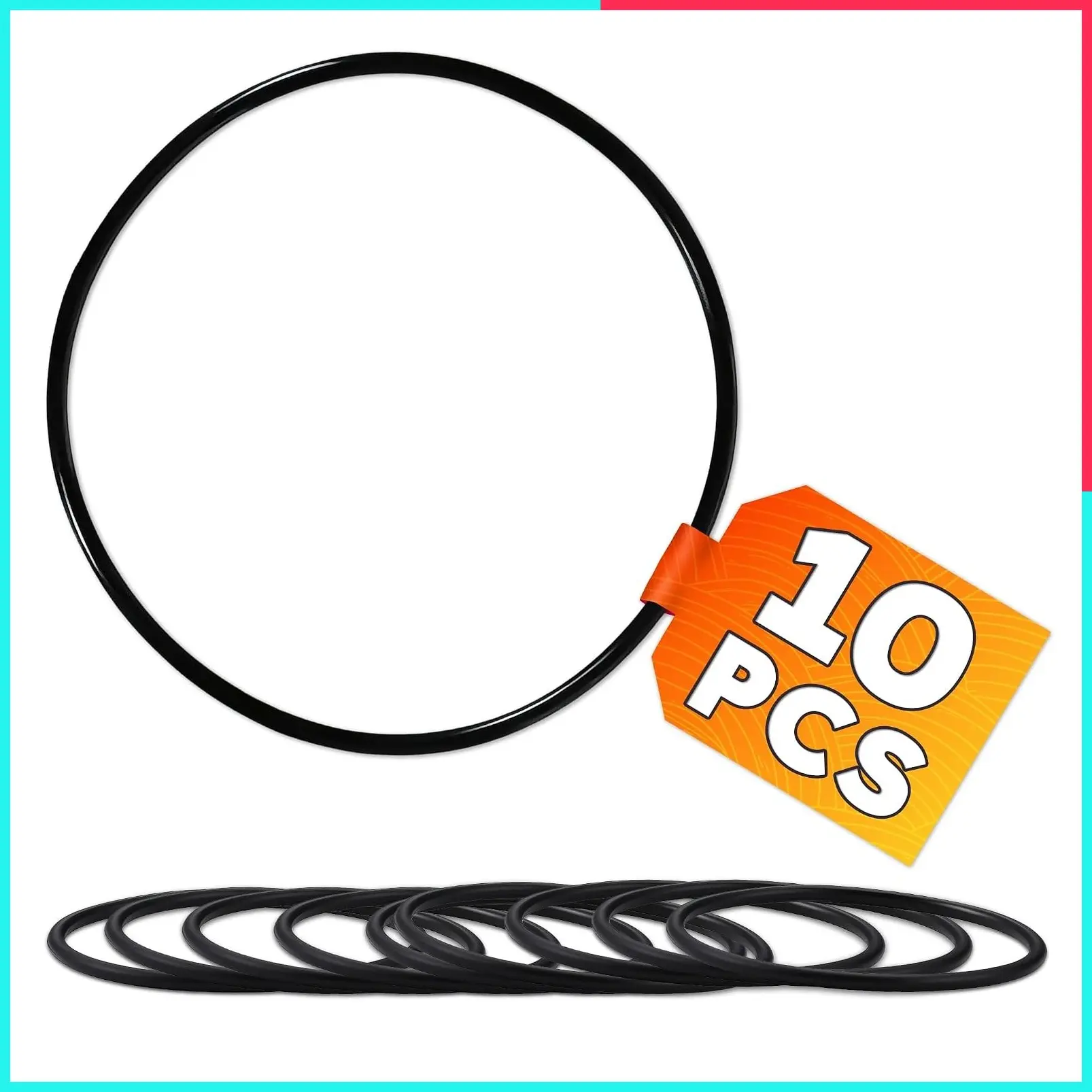 Black Rubber Bracelets, 10 Pack, Adult Size 2.3 Inch, Hair Ties – 80s Jelly Bracelets for Women and Men, Stretchy Retro Accessories for Themed Events, Costumes & Daily Wear