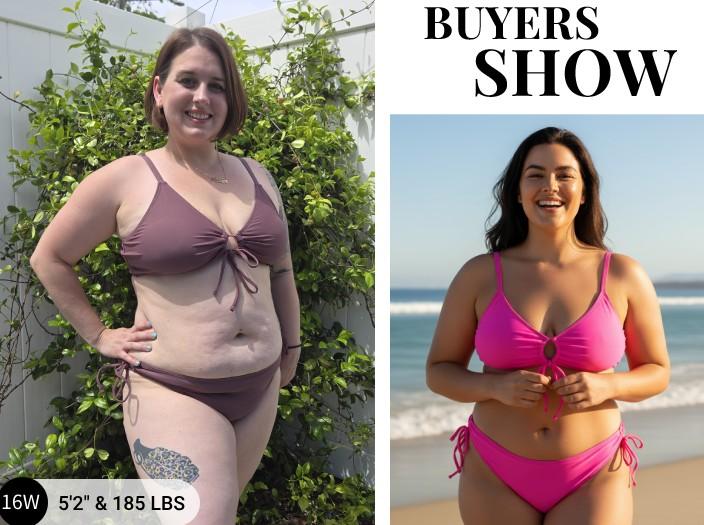 Daci Women's Plus Size Triangle Bikini Set, Sexy Tie Front Two-Piece Swimsuit