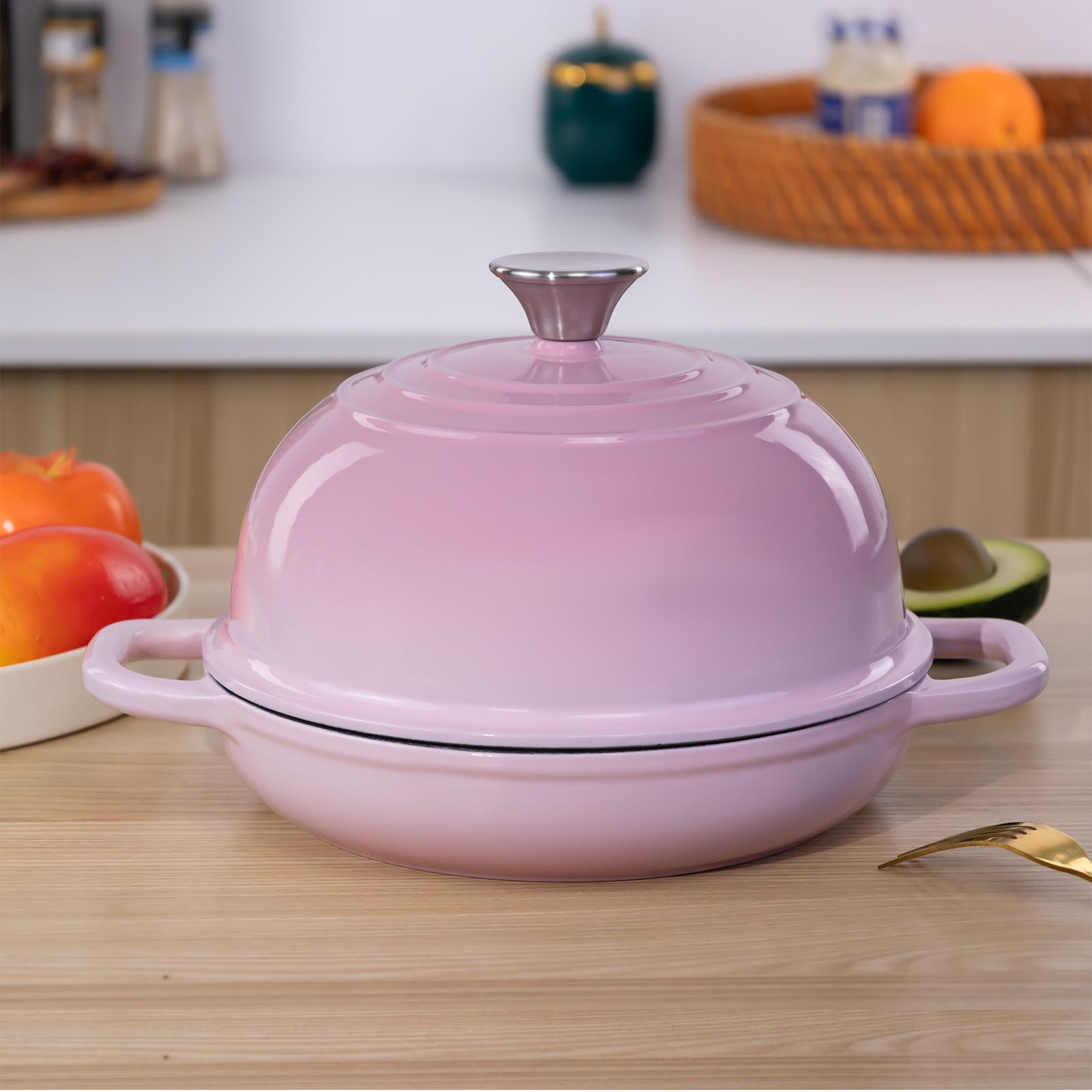 High quality enamel cast iron Dutch pot with lid enamel pot, non stick pot, bread oven set for baking sour bread, suitable for frying, baking, stir frying, stewing, etc., essential for homemade bread, ideal perfect gift, 5 quarts