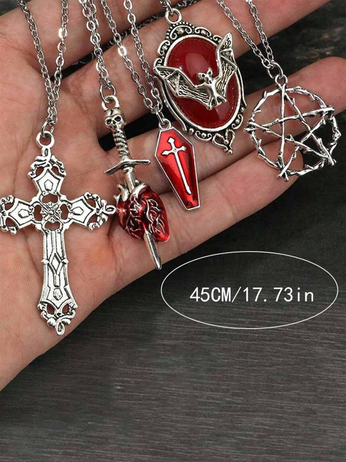 Women's Punk Style Exaggerated Portrait Pendant Necklace Set, Layered Necklaces, Stainless Steel Chain, Casual Jewelry for Dating, Vacation, Party, Fashion Jewelry Accessories