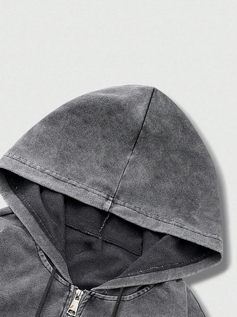 Unisex Street Style Zip Hoodie Jacket, Spring & Fall Thin Cotton Sweatshirt, Xworld Logo Star Pattern, Y2K Campus Hip Hop Fashion