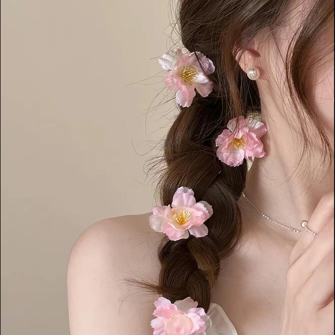5pcs 2026 New Fashion Artificial Cherry Blossom Hair Clips, Cherry Blossom Model, Small Gift, Stylish Accessories for Women
