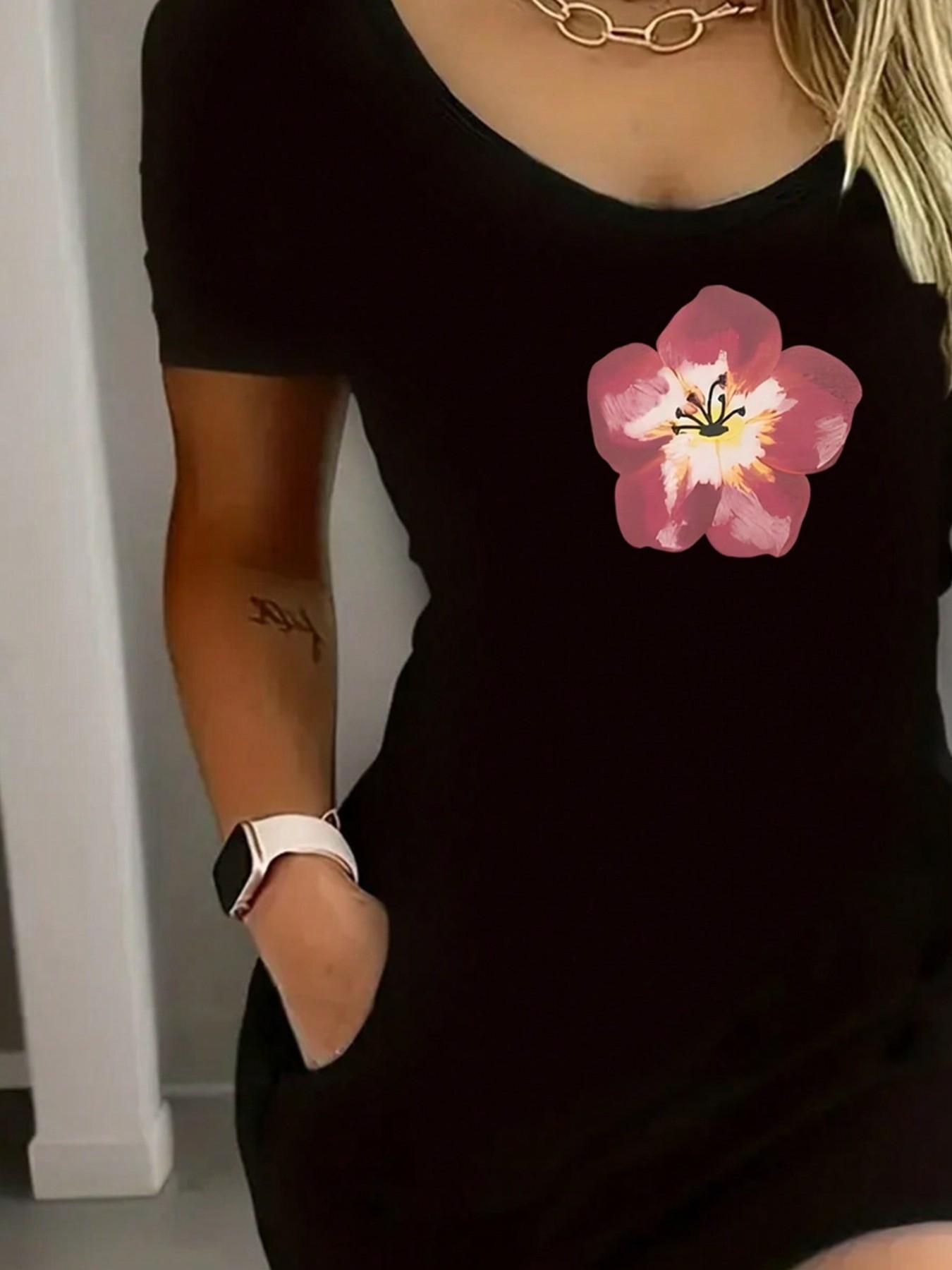 Sexy Dress for Beautiful Women, Show off Your Figure, All-Season Fashion, Letters Pattern, Pockets Design, Elegant and Stylish