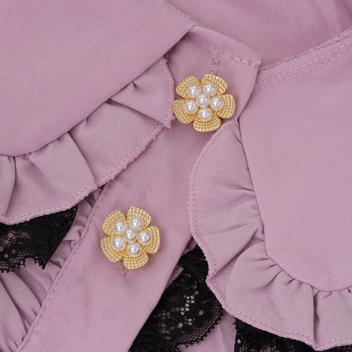 1pc Pearl Flower Shirt Button Set, Metal Clip Buckle for Coat Cardigan, Decorative Buttons, High-End Fashion Accessories