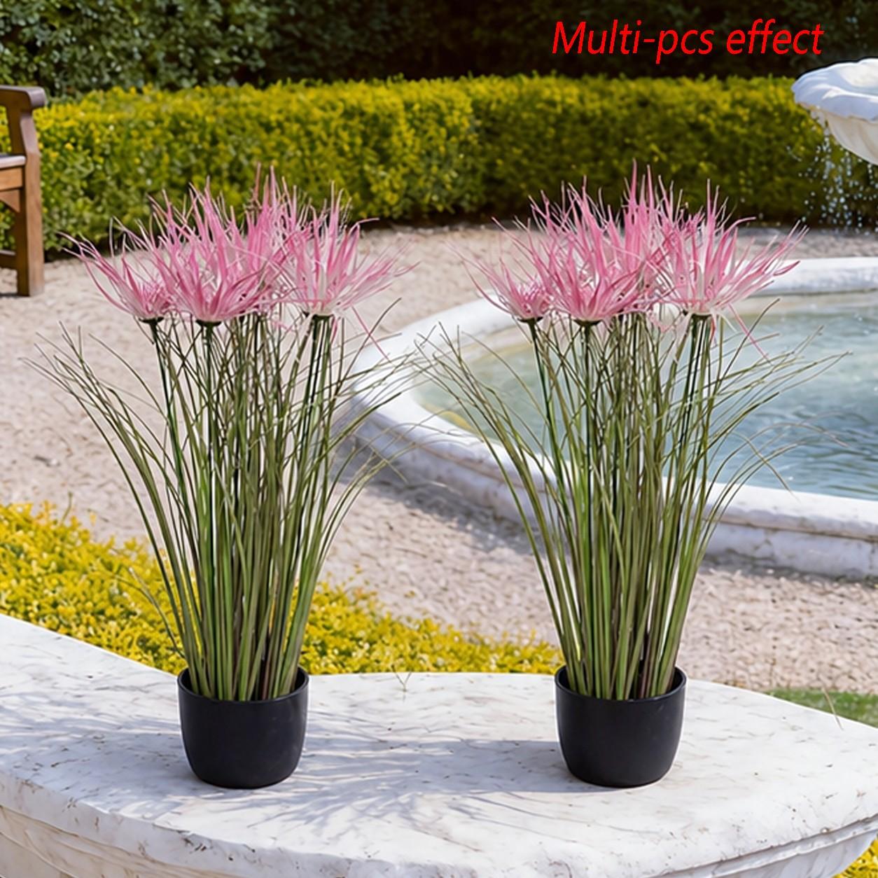 6pcs Realistic Artificial Flowers and Plants, Outdoor Greenery, Outdoor Fake Flowers, Spring & Summer Decor, Home, Office, Balcony, Patio, Porch, Garden, Lifelike Artificial Flower, Plastic Floral Plant