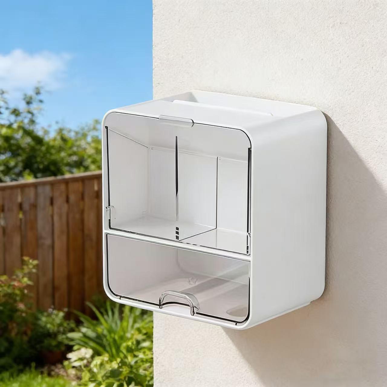 Large Capacity Bathroom Shelf, Wall-Mounted Makeup Cotton Storage Box, Q-Tips, Powder Puffs, Cosmetics Organizer, Multi-Functional Storage Box