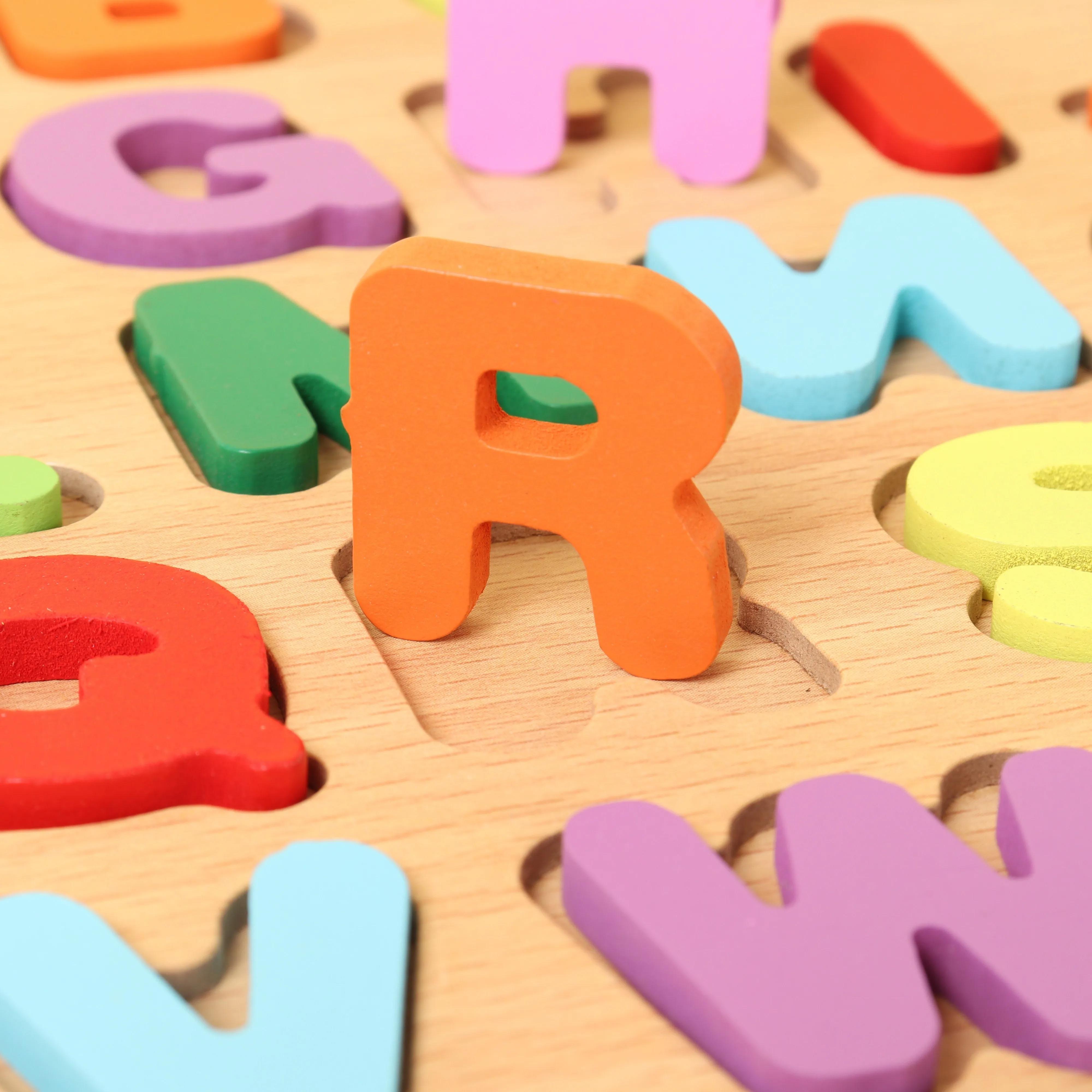 3D Colorful Alphabet and Number Puzzle, Montessori Wooden Educational Toy, Math Shape Recognition Game for Kids, Halloween DIY Gift Idea, Montessori Puzzles Gift